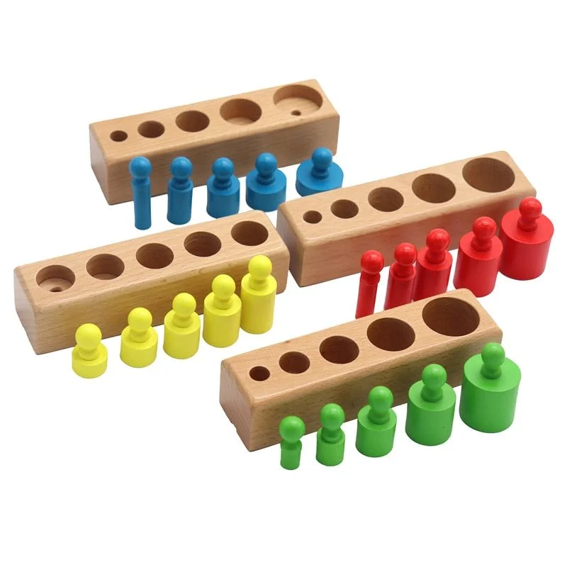 Jouets Montessori en bois – ” Les Cylindres colorés”