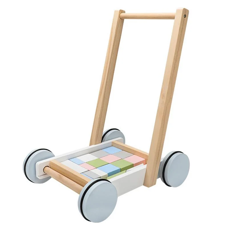 Pousseur Chariot avec Cubes de Construction Pastel
