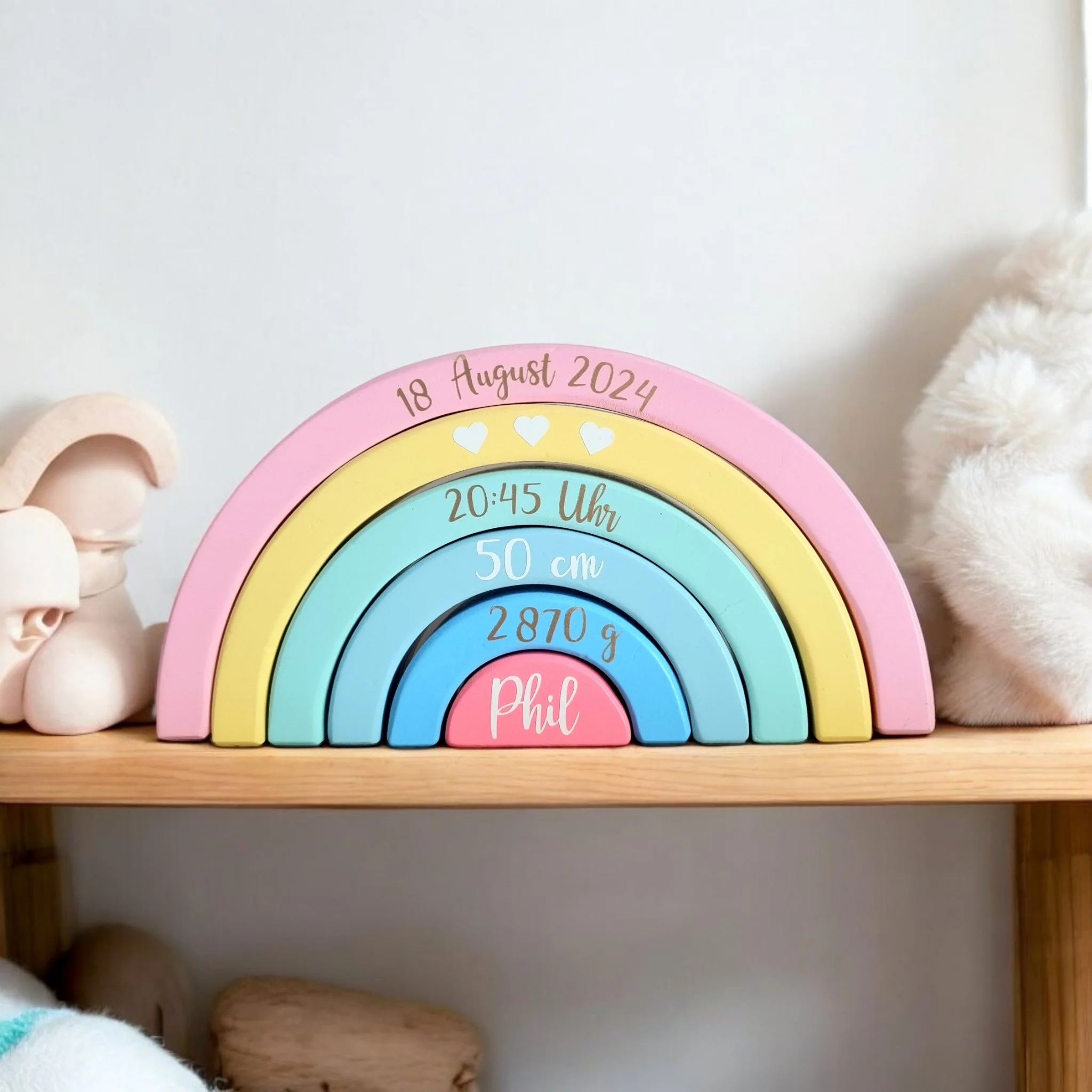 Arc en ciel en bois personnalisable - cadeau de naissance – Image 2