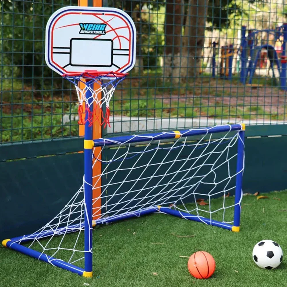 ⚽🏀 Cage de Foot et Panier de Basket 2 en 1 – pour Enfants 3-12 Ans