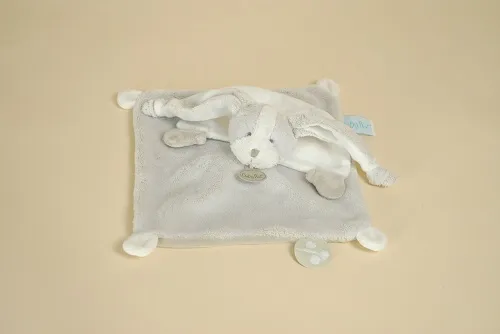 Doudou Lapin Plat Blanc Beige Gris Toudoux BABY NAT’