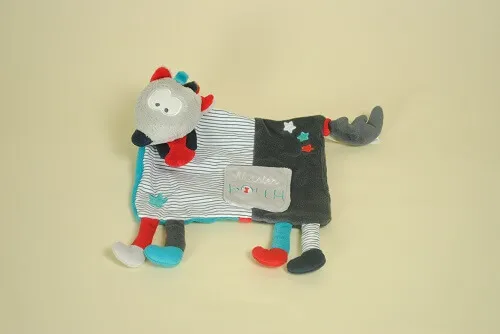 Doudou Loup Plat Gris Mister Bouh SAUTHON