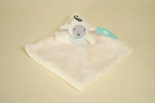 Doudou Mouton Plat Blanc Bandana Bleu Grelot TEX